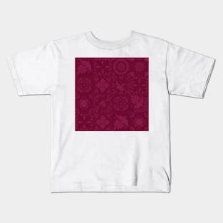 Dark Fucsia Talavera Tile Pattern by Akbaly Kids T-Shirt